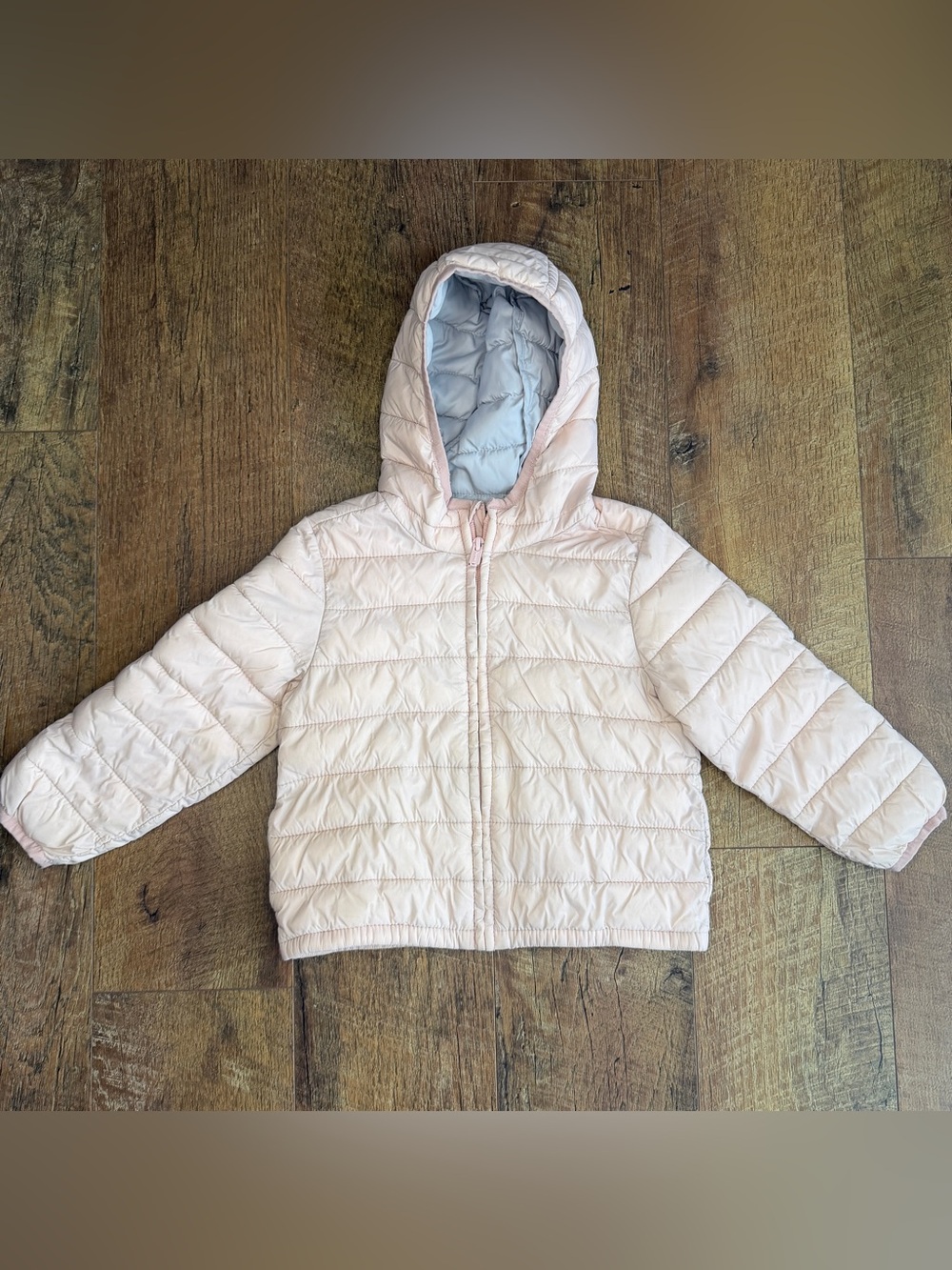 Old Navy Toddler Girls Puffer Coat Quilted Hooded Lightweight Jacket Pink 3T